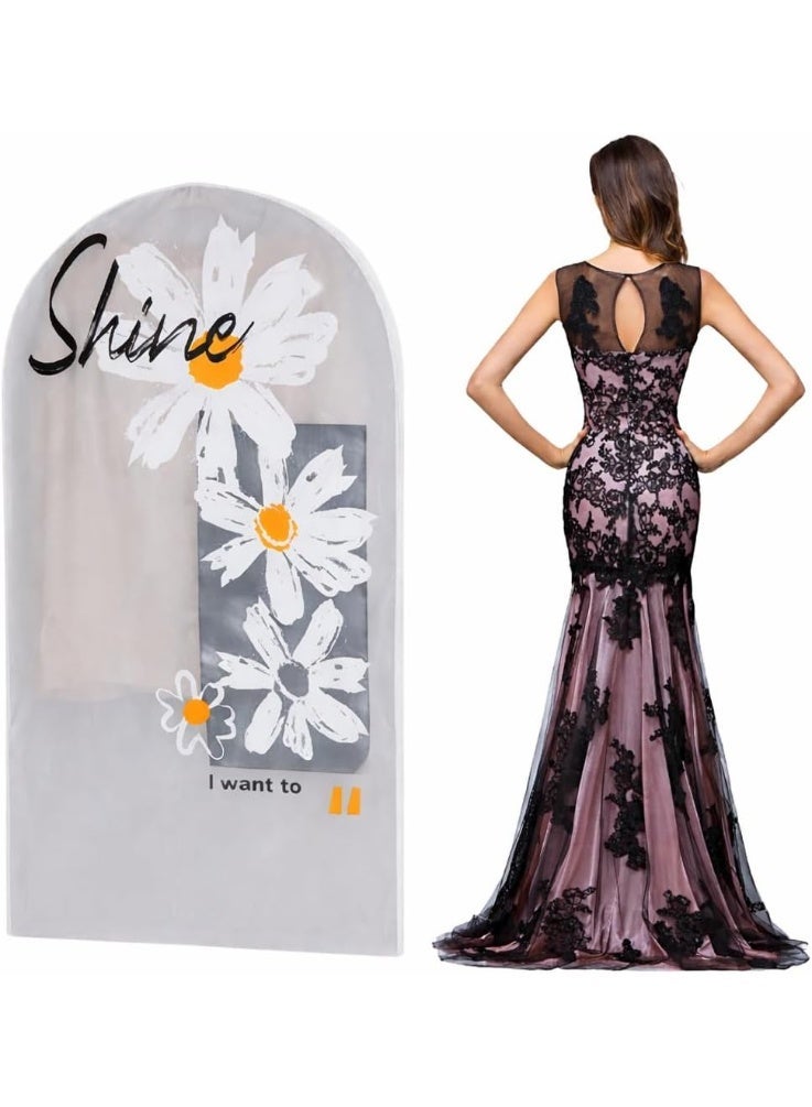 Set of 5 closet storage garment bags, waterproof plastic suit covers with zipper, semi-transparent garment protector for suits, coats, jackets and dresses, size 60 x 140 cm (grey) - Image 1